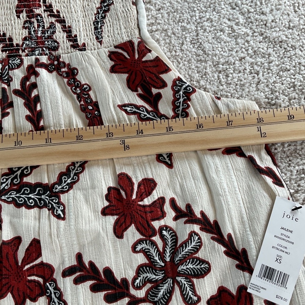 Joie Jailene Sleeveless Smocked High Neck‎ Floral Top Buttercream Multi XS NEW - Picture 4 of 10